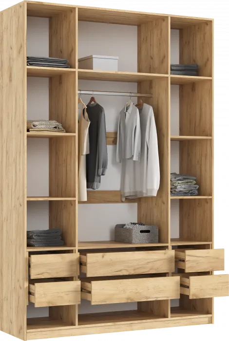 Марвэл Шкаф 4-х створчатый 1600, с доп.ящиками Браш Мени Грин, Дуб Крафт