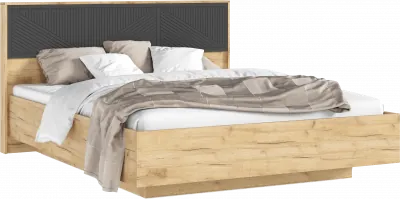 Сильвия Кровать парящая 1,6м (ортопед металл) Браш Графит/Дуб Крафт, Дуб Крафт