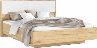 Флэш Кровать парящая с ПМ 160 с подсветкой, крафт/браш вайт