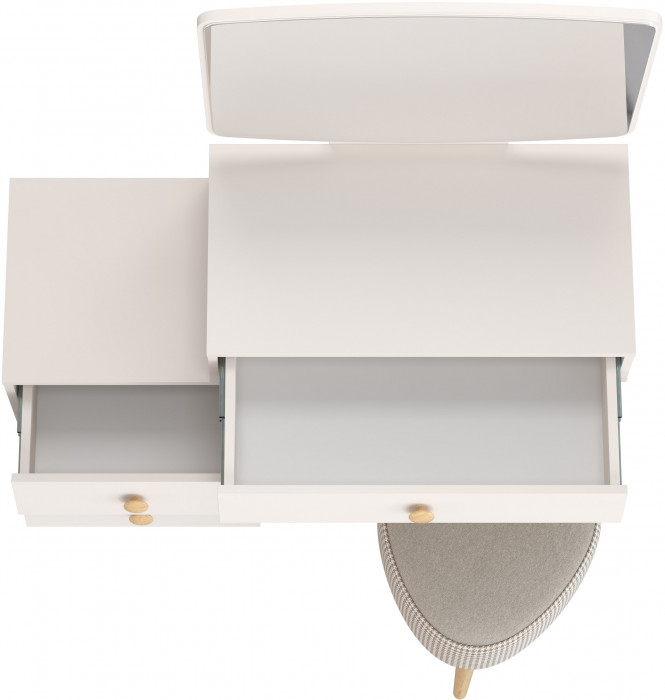 Афина Спальня 4-25901М1к.с. Трюмо + Банкетка 6-5134ТКбеж Ева, цвет кашемир серый/ткань бежевая, ШхГхВ 105х38,6х129 + 38х38х45 см., универс. сб.