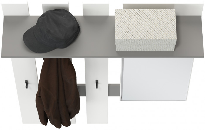 Лира ГК 2-3814граф/бел Вешалка с зеркалом, цвет графит/белый, ШхГхВ 100х28х135 см., универсальная сборка