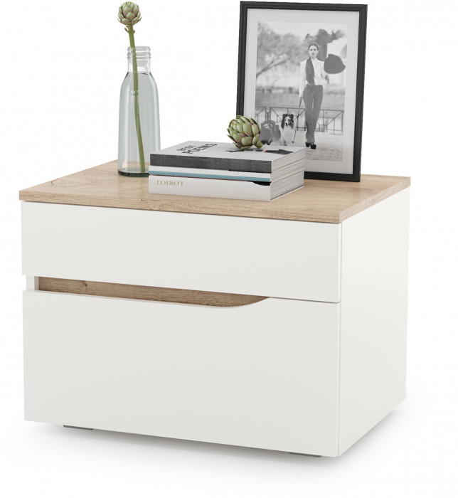 Муссон Кровать 11.28 + подъёмный ортопед + Тумба 16.03 + Комод 13.97 + Зеркало СВК, цвет белый/дуб эндгрейн элегантный/кожзам белый, 1600х2000 мм, б/м