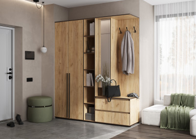 Норд Прихожая, композиция №3, Дуб крафт/Дуб крафт