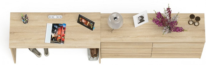 Мори письменный стол МСП1200.1 + Комод МК1380.6, дуб сонома