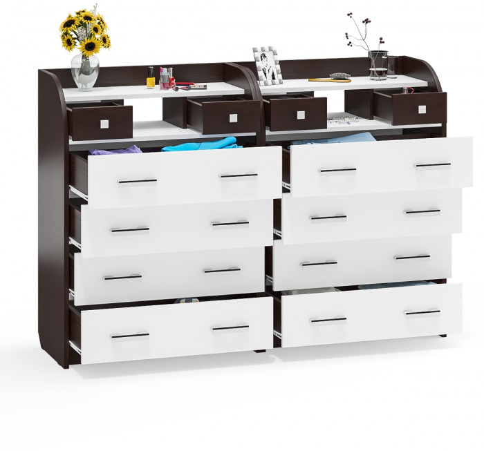 Два комода С-МД-К6 (Шесть), венге/белый шагрень