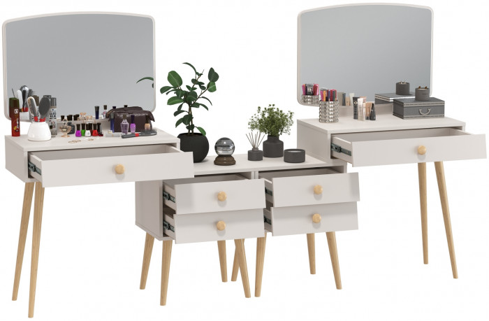 Афина Спальня Трюмо х 2, цвет кашемир серый, ШхГхВ 2х105х38,6х129 см., универсальная сборка