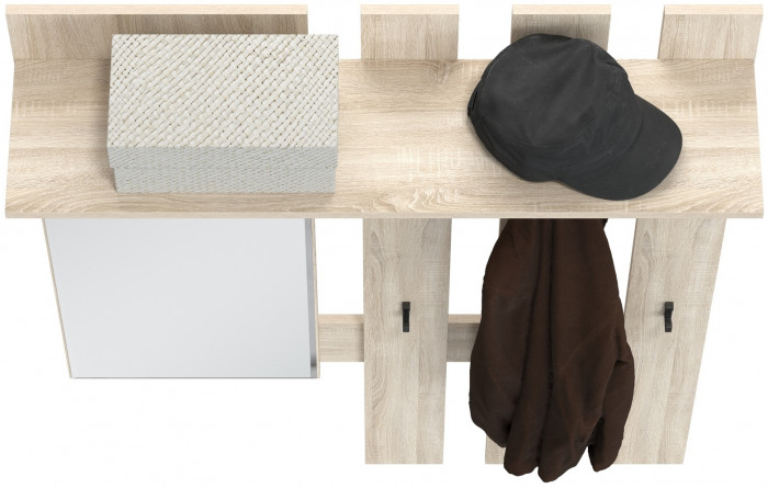 Лира ГК 2-3814дубсон Вешалка с зеркалом, цвет дуб сонома, ШхГхВ 100х28х135 см., универсальная сборка