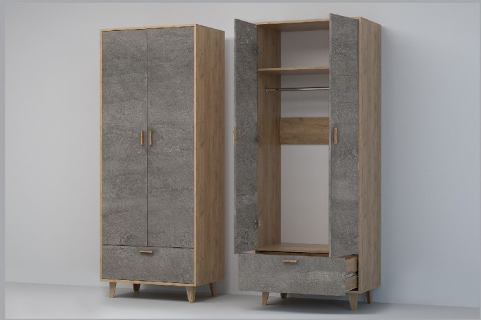 Эго Шкаф ШК-1 НГ (Камень Темный/Бетон Светлый)