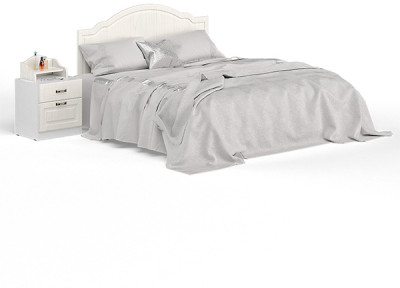 Ливерпуль Кровать 11.08 + основание + ножки + Тумба 08.146 + Полка 10.117, ясень ваниль/белый