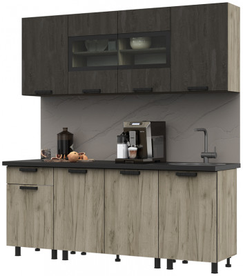 Кухня Эдинбург 2.0 Фасад ЖЕЛЕЗНЫЙ КАМЕНЬ/Корпус ДУБ КРАФТ СЕРЫЙ