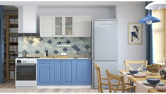 Кухня МДФ Хозяюшка 1500 (Мускат, Белый)