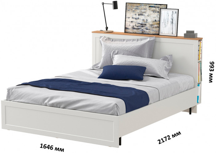 Остин 11.53 Кровать БЕЗ ортопеда, белый шагрень/дуб крафт золотой