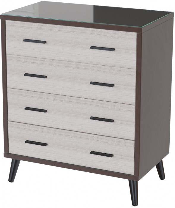 Комод интерьерный Ланс коричневый/мдф сандал белый