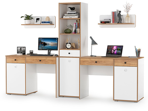 Вуди Компоновка № 11, цвет белый премиум/дуб крафт золотой, ШхГхВ 265х52,7х180,3 см., универсальная сборка