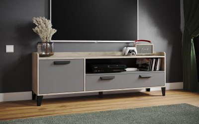 Тумба ТВ Парус-8, Дуб крафт серый/Графит