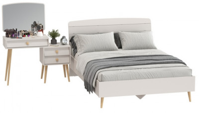 Афина Спальня Кровать 1400 + Трюмо, кашемир серый