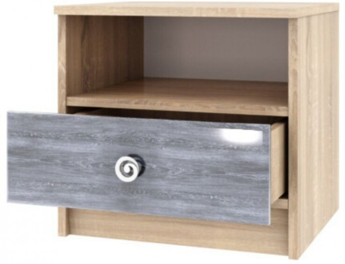 Мадлен тумба прикроватная дуб сонома/МДФ дуб шале серебро