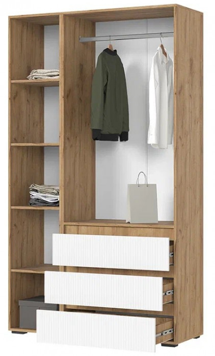 Хелен ШК 06 Шкаф 3х створчатый (1200х2080х460) белый супермат, белый/дуб крафт золото