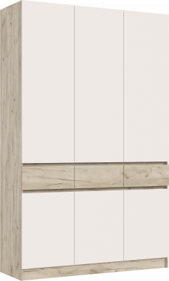 Роджина Шкаф 3-х створчатый, Дуб крафт серый/Кашемир