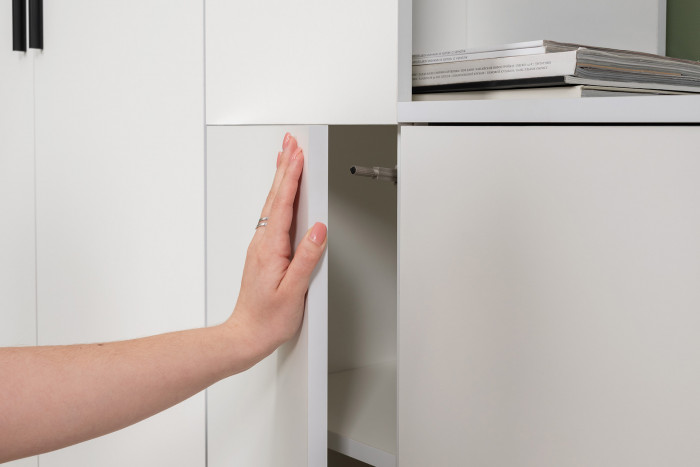 Эйр Гостиная 16.323 Шкаф торцевой, цвет белый шагрень, ШхГхВ 26,9х38,1х219,5 см., универсальная сборка