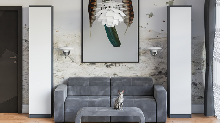 Мори Пенал МШ400.1, цвет графит/белый, ШхГхВ 40,4х50,4х209,6 см., универсальная сборка