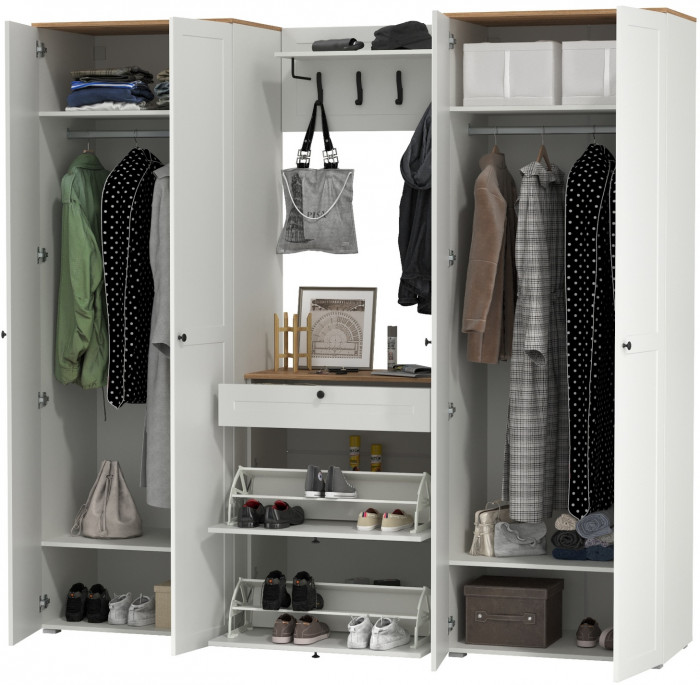 Остин Прихожая 29, белый шагрень/дуб крафт золотой