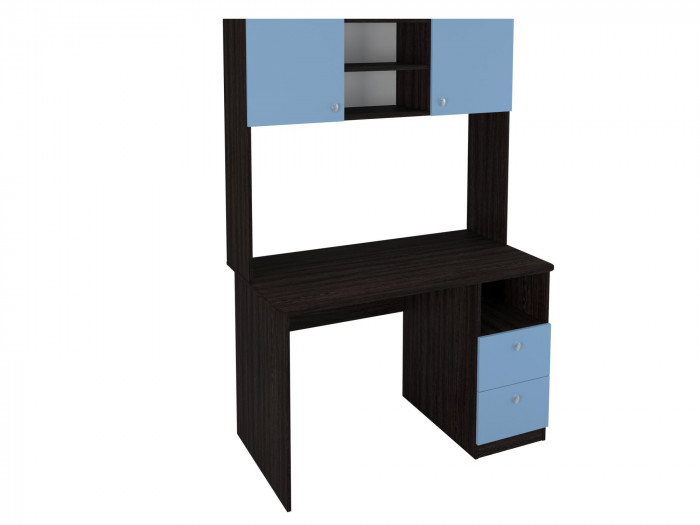 Стол письменный с надстройкой Венге/Голубой