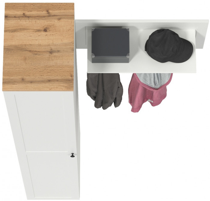 Остин Прихожая 13, цвет белый шагрень/дуб крафт золотой, ШхГхВ 119,7х54,3х229,6 см., универсальная сборка