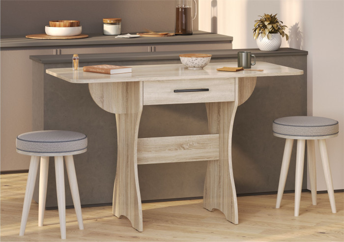 Стол обеденный раскладной с ящиком 6-02.120ТМдубсон, дуб сонома