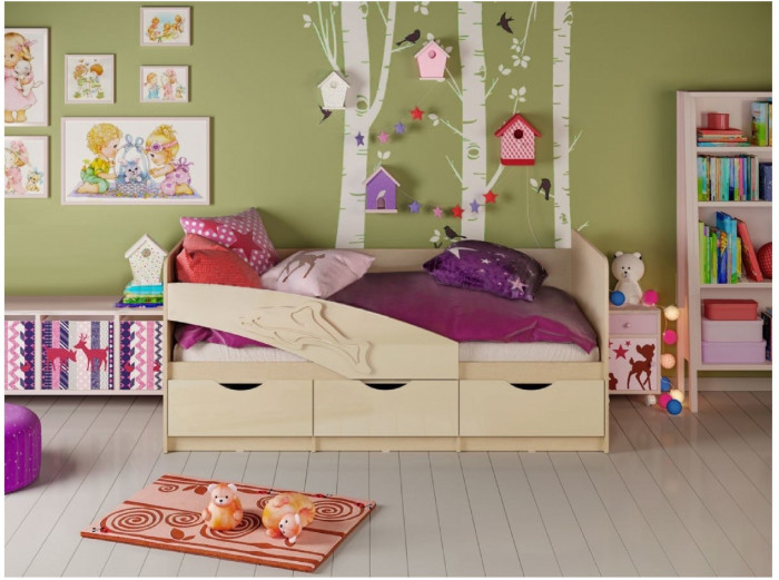 Детская кровать Дельфин 80х160 (Крафт белый, Шарли бриз)