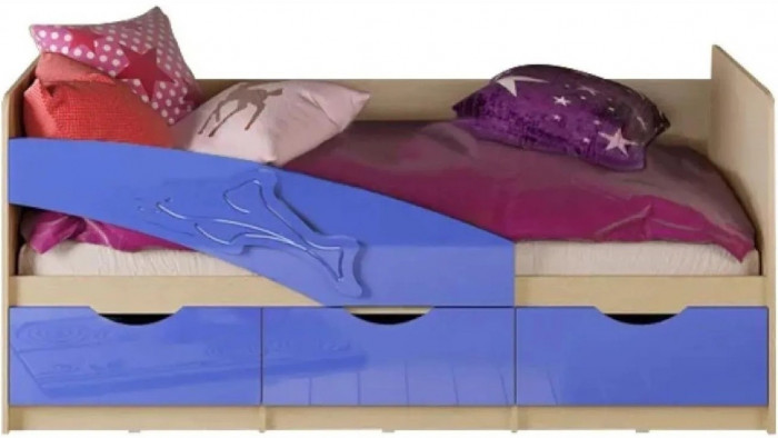 Детская кровать Дельфин 80х160 (Крафт белый, Шарли бриз)