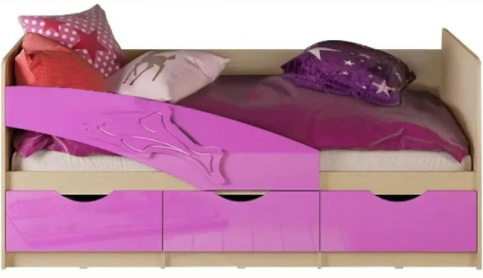 Детская кровать Дельфин 80х160 (Крафт белый, Шарли бриз)