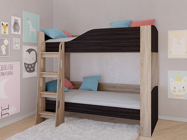 Кровать двухъярусная АСТРА 2 Сонома/Венге без ящика