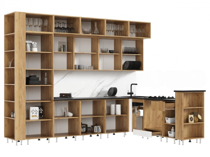 Кухня Техно-5 3,2*2,24м (Крафт/Графит софт NEW, Дуб Крафт (Кастилло темный))