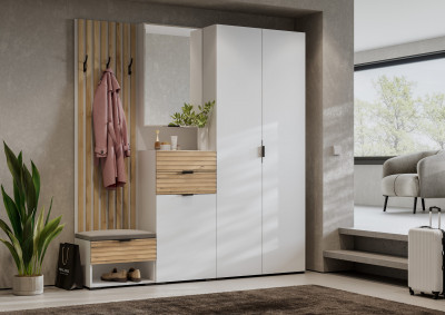 Прихожая Ома, набор №6, Белый/Дуб Тортуга, Simple 27