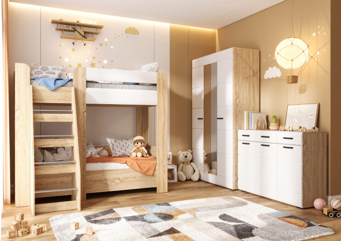 ЛИБЕРТИ ШК 04 Шкаф 4-х створчатый (1600х2100х500) Фасад МДФ БЕЛЫЙ ГЛЯНЕЦ/Корпус ДУБ СОНОМА