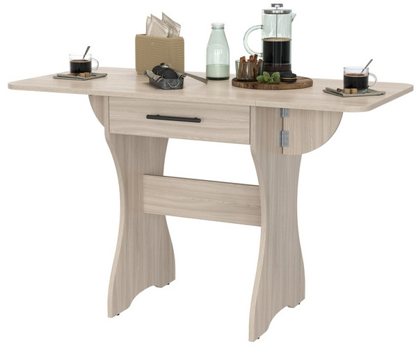 Стол обеденный раскладной с ящиком 6-02.120ТМяс.св, ясень шимо светлый