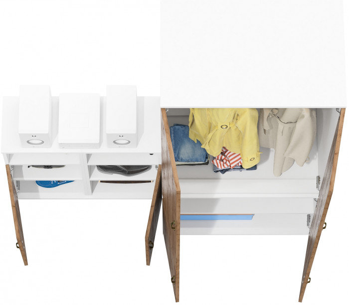 Лидер-8 Шкаф МД 19Б + Тумба МД 3.19 + Тумба МД 3.19, белый шагрень/крафт золото