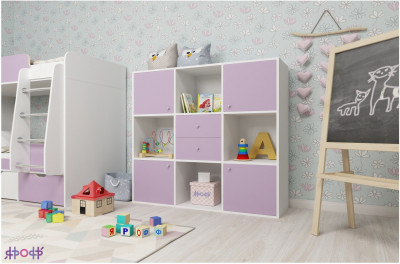 Стеллаж Джери (Белое дерево/Ирис)