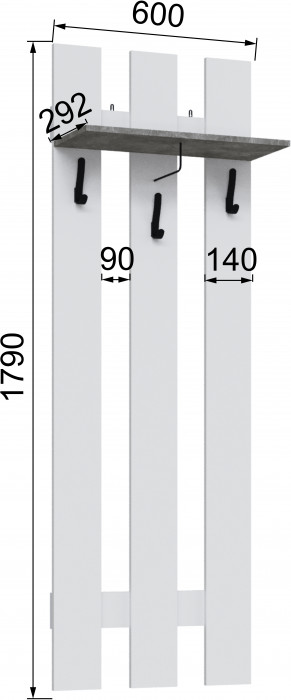 Вешалка Мадрид (0,6), Белый/Ателье светлое