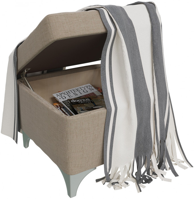 Банкетка 6-5113ТКбеж Жозефина-2, ткань бежевая, ШхГхВ 46х46х45 см., под сиденьем есть ниша