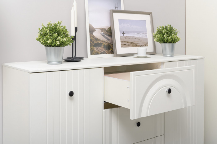 Валенсия Гостиная № 093, цвет ЛДСП белый шагрень/МДФ белый шагрень, ШхГхВ 188,2х38,4х225,2 см., универсальная сборка