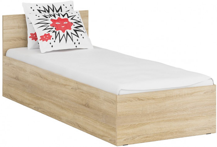 Кровать 0800 + Шкаф 2-х створчатый Стандарт, цвет дуб сонома, ШхГхВ 83,5х203,5х70 + 90х52х200 см., сп.м. 800х2000 мм., без матраса, основание есть