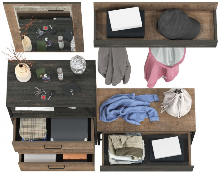 Трувор Прихожая 189, цвет дуб гранж песочный/интра, ШхГхВ 146х37х195 см., универсальная сборка