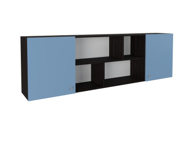 Полка надкроватная Венге/Голубой