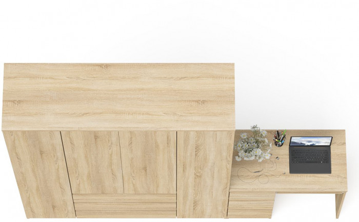 Мори Стол компьютерный МС-6 левый + Шкаф МШ1600.1, цвет дуб сонома, ШхГхВ 250,4х50,4х209,6 см., выдвижные ящики слева, НЕ универсальная сборка
