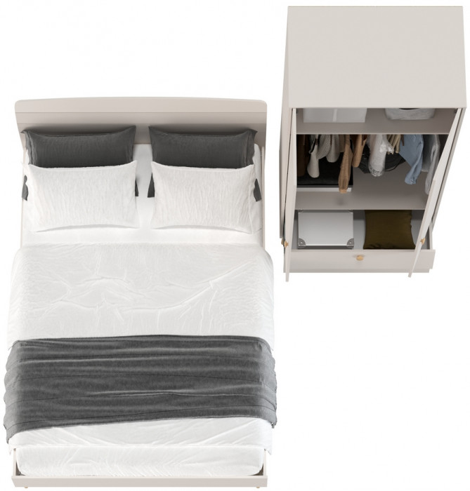 Афина Спальня Кровать 1400 + Шкаф 2-х дверный, кашемир серый