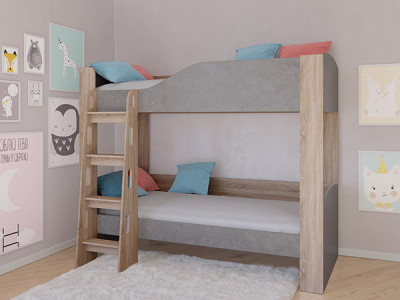 Кровать двухъярусная АСТРА 2 Сонома/Железный Камень без ящика