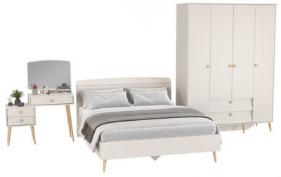 Афина Спальня 10-1600, цвет кашемир серый, сп.м. 1600х2000 мм., б/м, основание есть - фанера