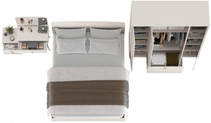 Афина Спальня 10-1600, цвет кашемир серый, сп.м. 1600х2000 мм., б/м, основание есть - фанера